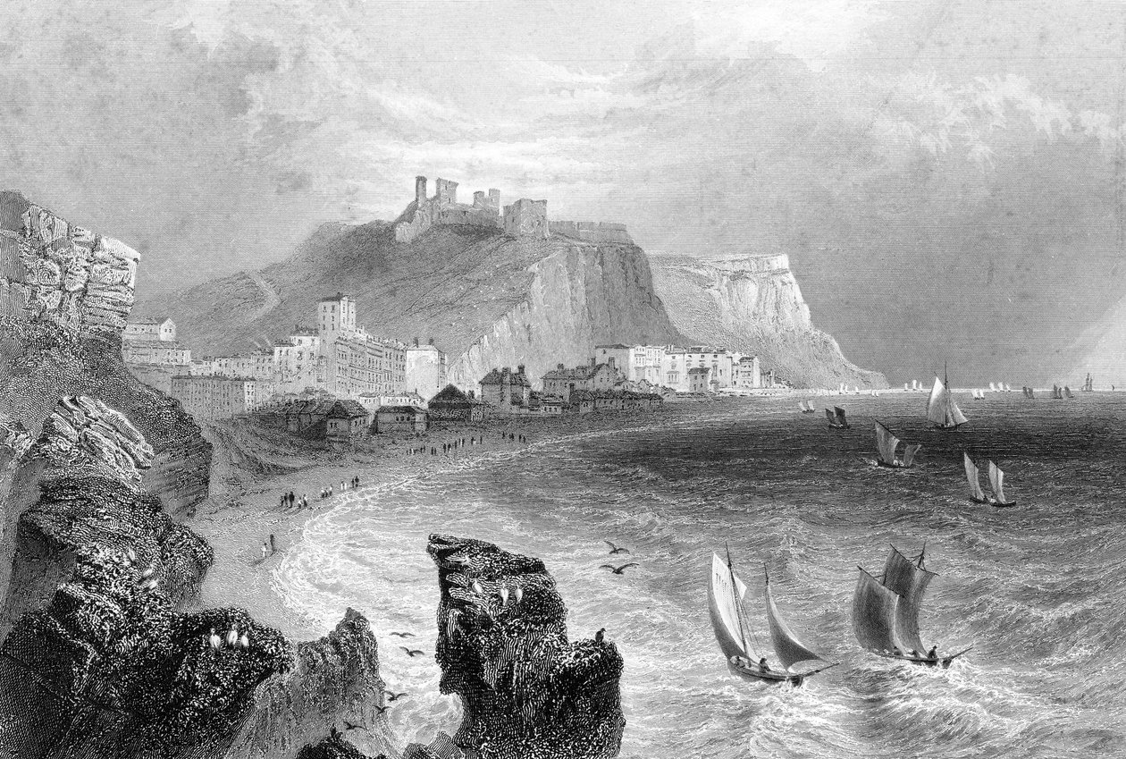 हेस्टिंग्स, ईस्ट ससेक्स, 1840 में समुद्र तट। द्वारा आर। वालिस