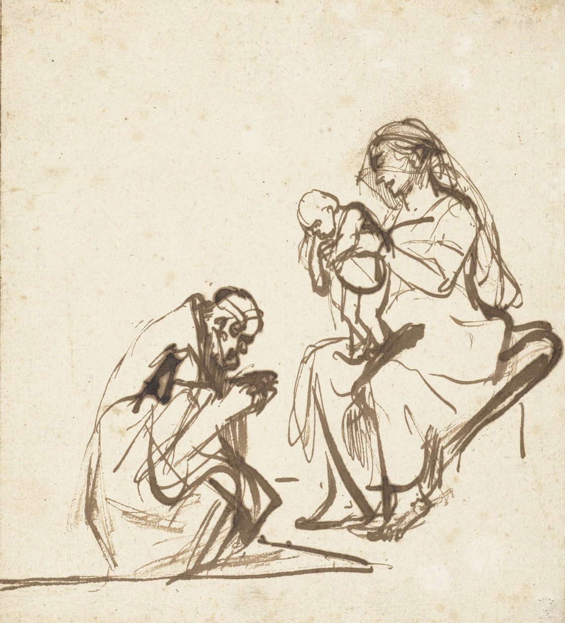 वर्जिन और चाइल्ड के तीन किंग्स में से एक, c.1635-40 द्वारा रिमब्रांड वैन रिजन