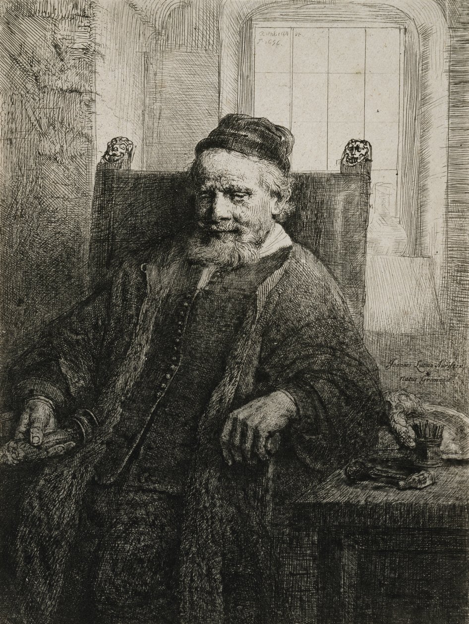 जान लुट्मा, एल्डर, सुनार और मूर्तिकार, 1656 (नक़्क़ाशी और ड्राईपॉइंट) द्वारा रिमब्रांड वैन रिजन
