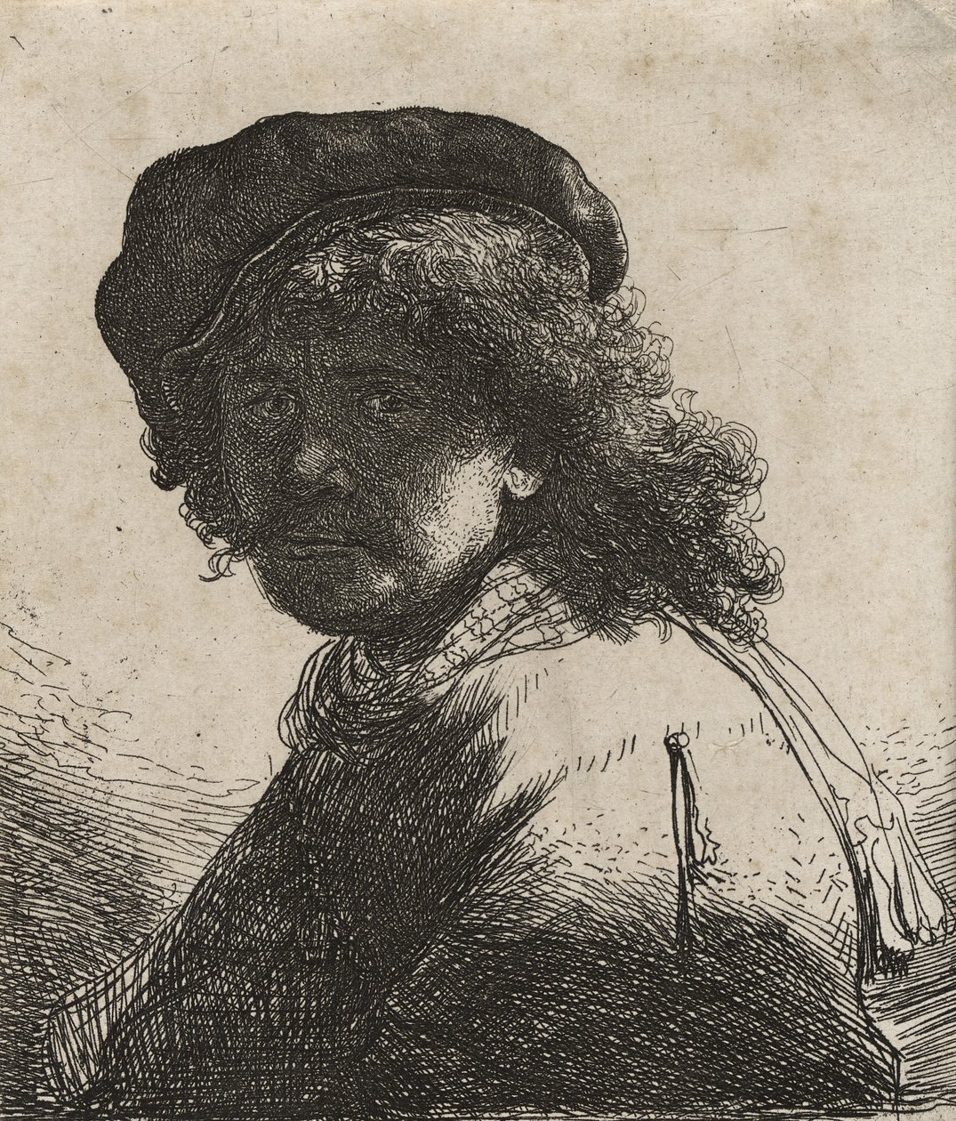 एक टोपी और दुपट्टा में रेम्ब्रांटेड, c.1663 द्वारा रिमब्रांड वैन रिजन