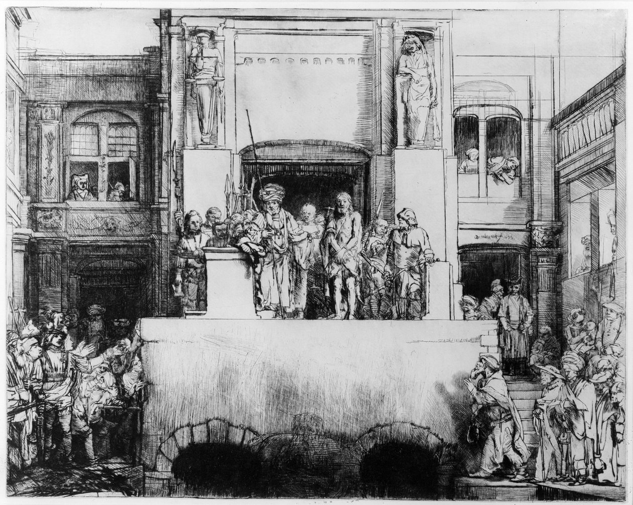 लोगों के सामने मसीह, 1655 (ड्राईपॉइंट) द्वारा रिमब्रांड वैन रिजन
