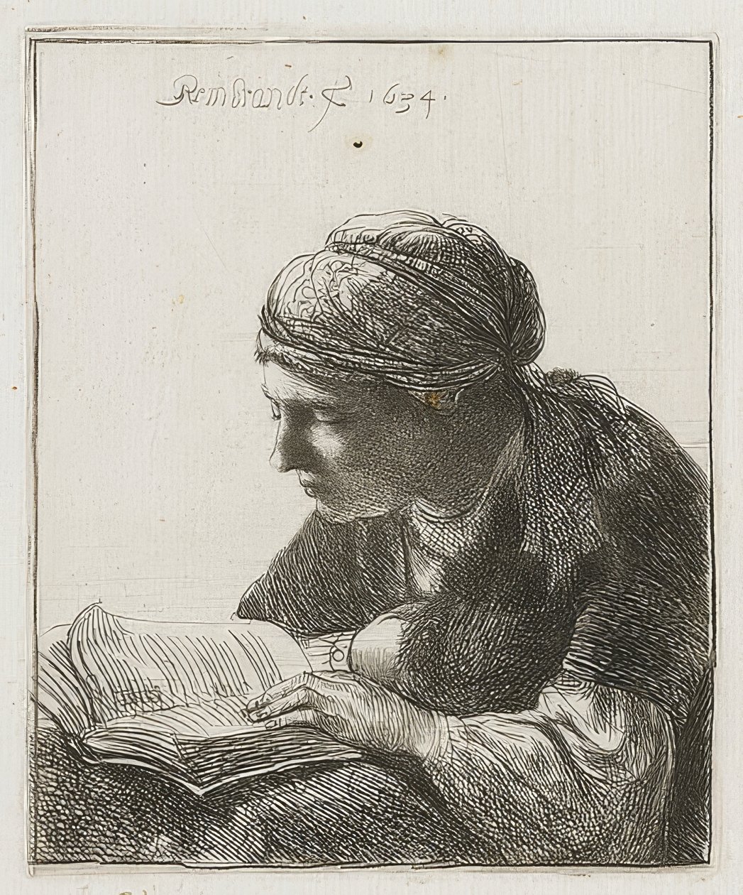 Lesende। 1634 द्वारा रिमब्रांड वैन रिजन