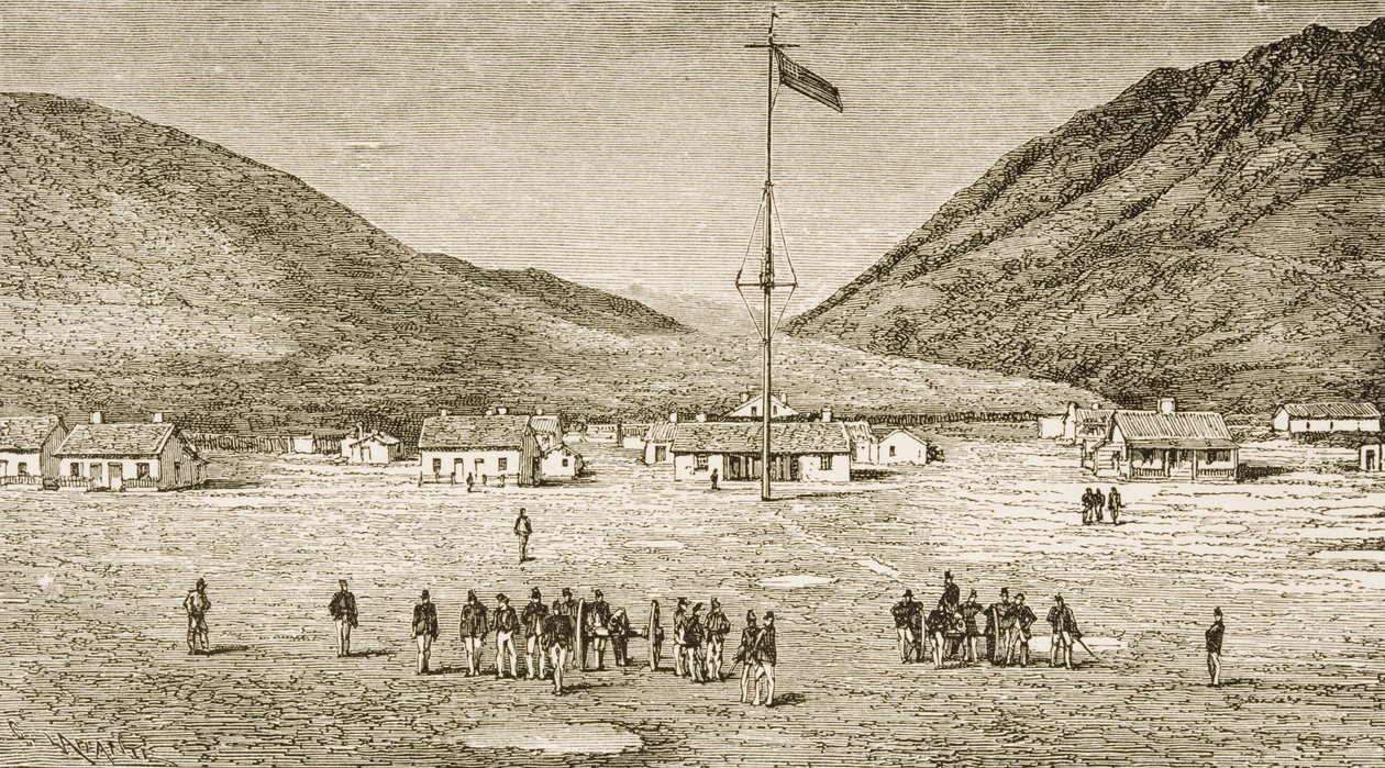 फोर्ट डगलस कैम्प और रेड बाइट्स राइन, साल्ट लेक सिटी, उटाह के पास, 1870, c.1880 द्वारा रेवरेंड सैमुअल मैनिंग