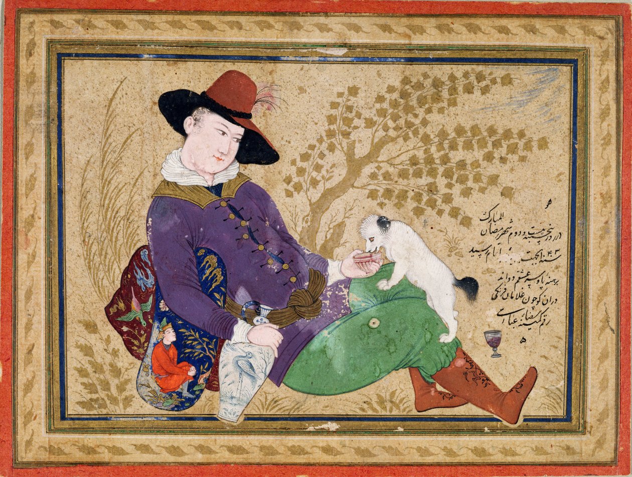 युवा पुर्तगाली, फारसी, 1634 (wc, सोना और कागज पर स्याही) द्वारा रिज़ा और अब्बासी