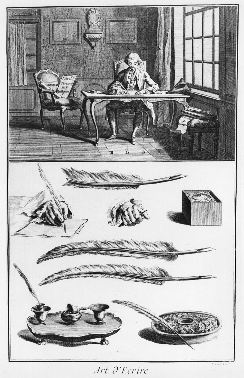 लेखन की कला, डेनिस डाइडरॉट (1713-84) 1763 द्वारा &39;एनसाइक्लोपीडी&39; से चित्रण द्वारा रॉबर्ट बेनार्ड