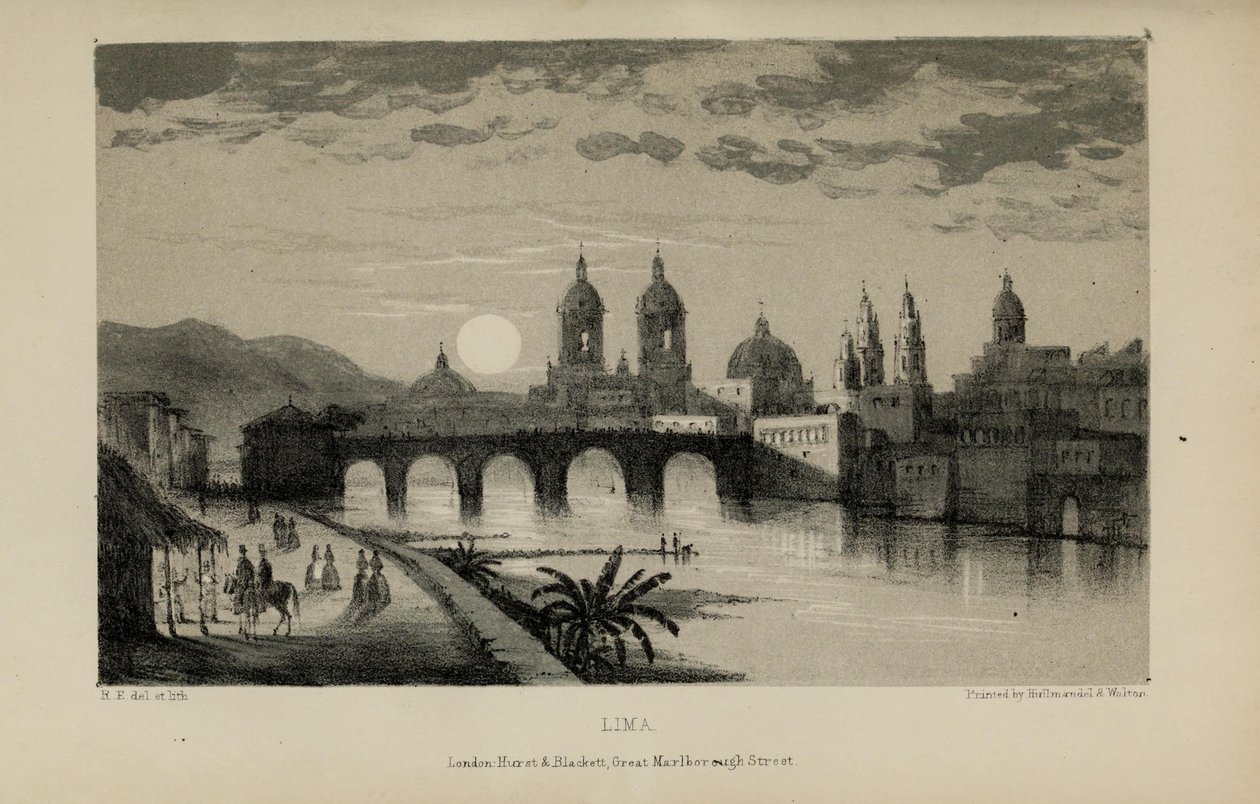 लीमा, रॉबर्ट एल्वेस द्वारा जल रंग पेंटिंग (1819-1878), नॉरफ़ॉक के एक अमीर युवा ब्रिटिश सज्जन द्वारा रॉबर्ट एल्वेस
