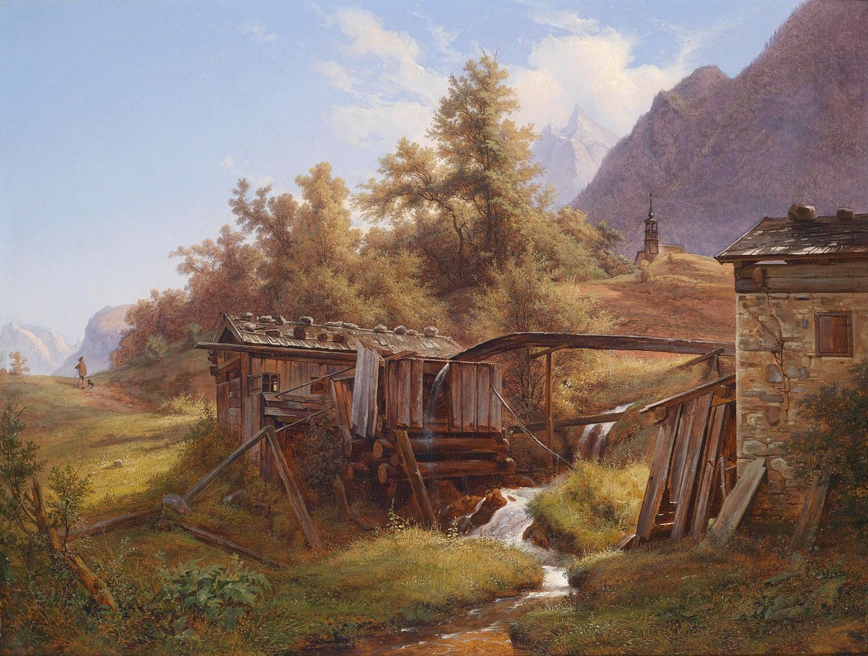 Berchtesgaden, साल्ज़बर्ग में घाटी में पुरानी मिल द्वारा रॉबर्ट कुमेर