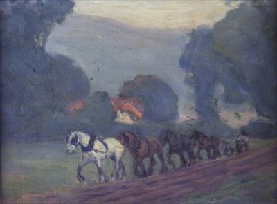 द फोर हॉर्स टीम, c.1906 द्वारा रॉबर्ट पोलहिल बेवन