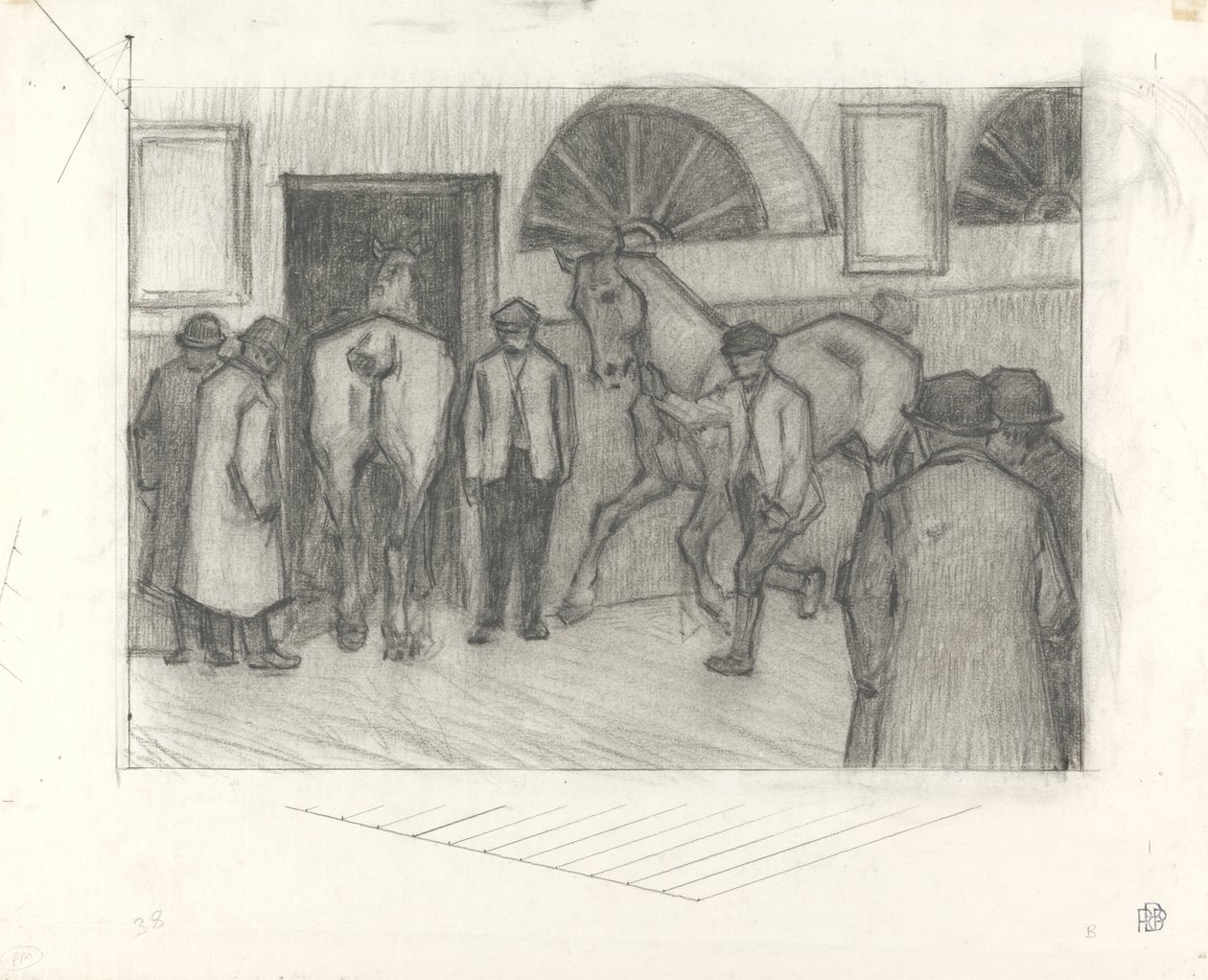 द हॉर्स मार्ट, c.1917 (कागज पर क्रेयॉन) द्वारा रॉबर्ट पोलहिल बेवन