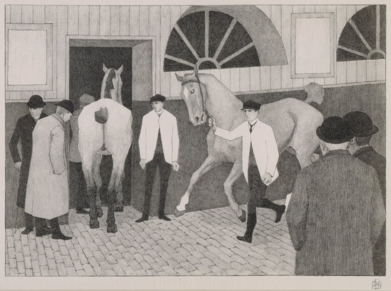 द हॉर्स मार्ट। c.1918 (कागज पर काला चाक) द्वारा रॉबर्ट पोलहिल बेवन
