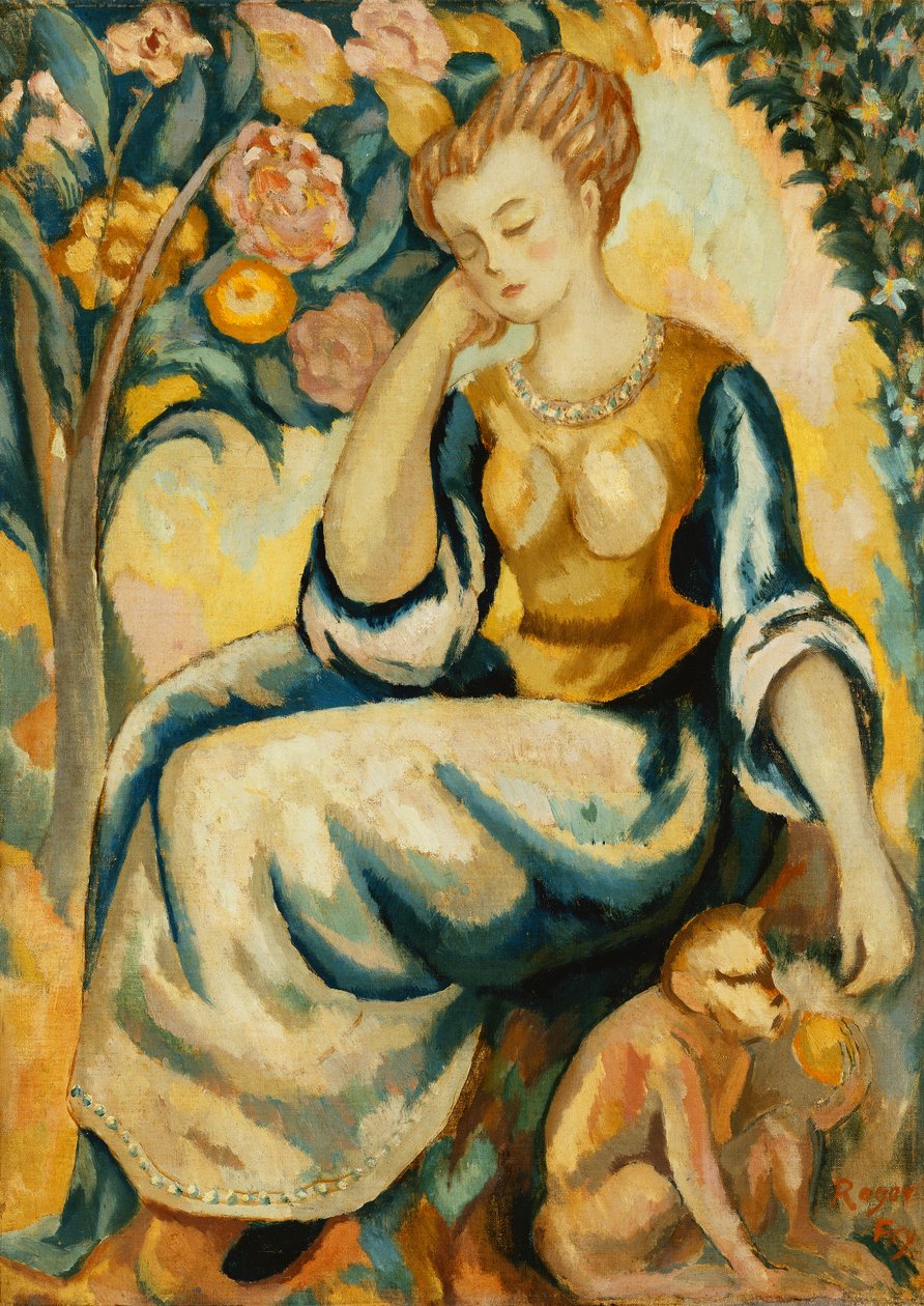 एक बंदर के साथ लेडी, c.1917 द्वारा रोजर एलियट फ्राई