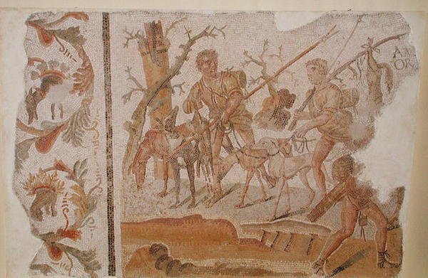 मदीना (प्राचीन एल्थिब्रोस) c.280-290 (मोज़ेक) से शिकार से लौटें द्वारा उपन्यास