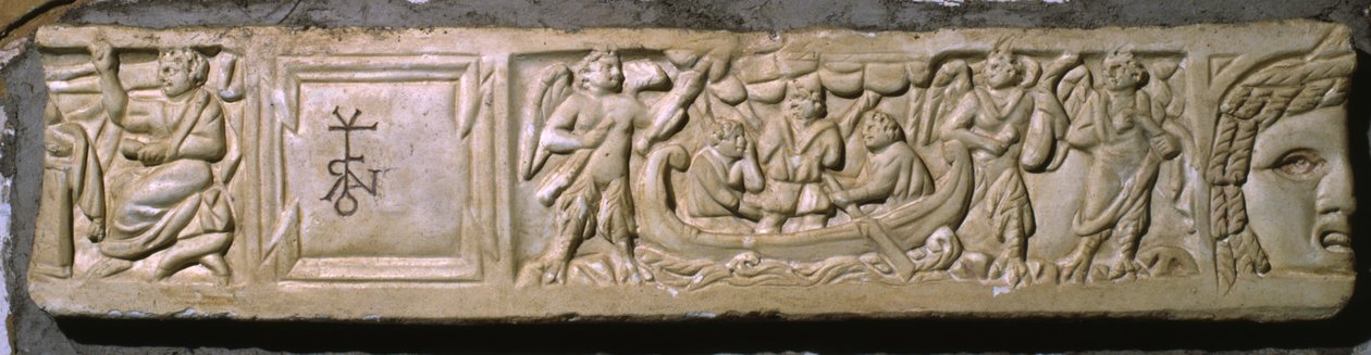 Ulysses और सायरन, एक सरकोफेगस (संगमरमर) से सुगंधित ढक्कन द्वारा उपन्यास