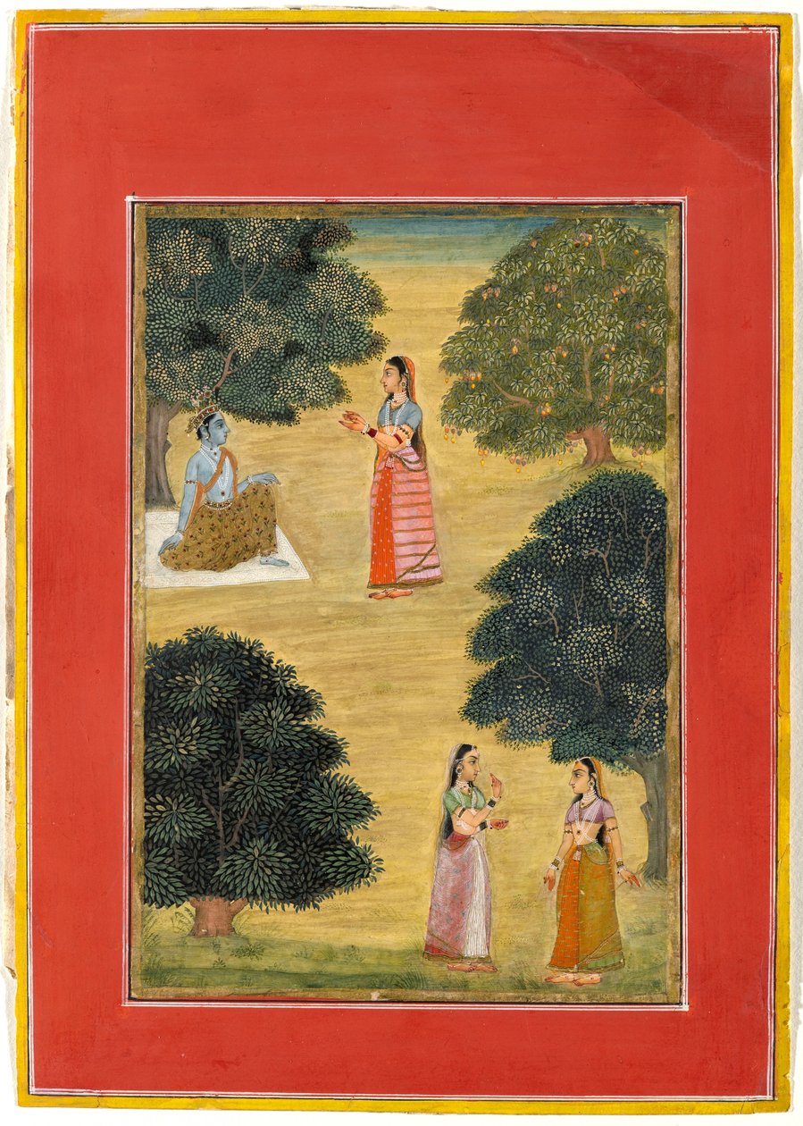 कृष्ण और राधा, 1684 (कागज पर अपारदर्शी wc) द्वारा बीकानेर के रुकुनुद्दीन