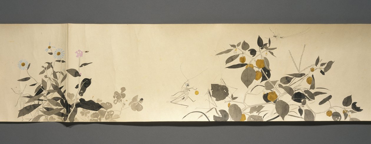 वाइल्डलाइफ फ्रेंड्स (यासी नो तोमो), ताईशो पीरियड, ताईशो 7 वें साल, c.1918 (स्याही और wc कागज पर अभ्रक से सजाया गया) द्वारा रायका कवाकमी