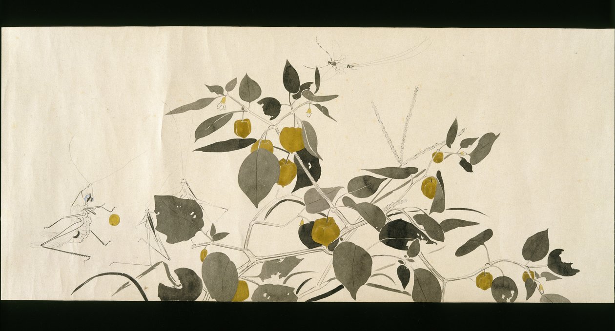 वाइल्डलाइफ फ्रेंड्स (यासी नो तोमो), ताईशो पीरियड, ताईशो 7 वें साल, c.1918 (स्याही और wc कागज पर अभ्रक से सजाया गया) द्वारा रायका कवाकमी
