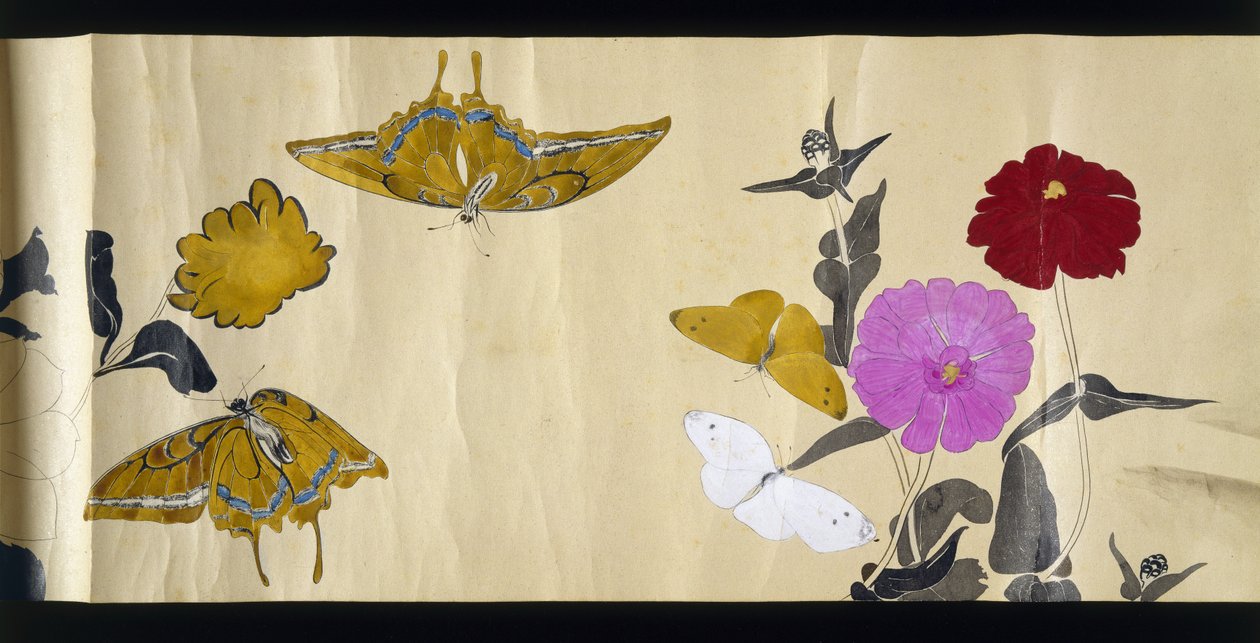 वाइल्डलाइफ फ्रेंड्स (यासी नो तोमो), ताईशो पीरियड, ताईशो 7 वें साल, c.1918 (स्याही और wc कागज पर अभ्रक से सजाया गया) द्वारा रायका कवाकमी
