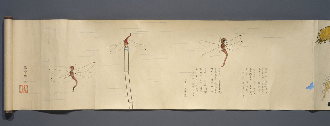 वाइल्डलाइफ फ्रेंड्स (यासी नो तोमो), ताईशो पीरियड, ताईशो 7 वें साल, c.1918 (स्याही और wc कागज पर अभ्रक से सजाया गया) द्वारा रायका कवाकमी