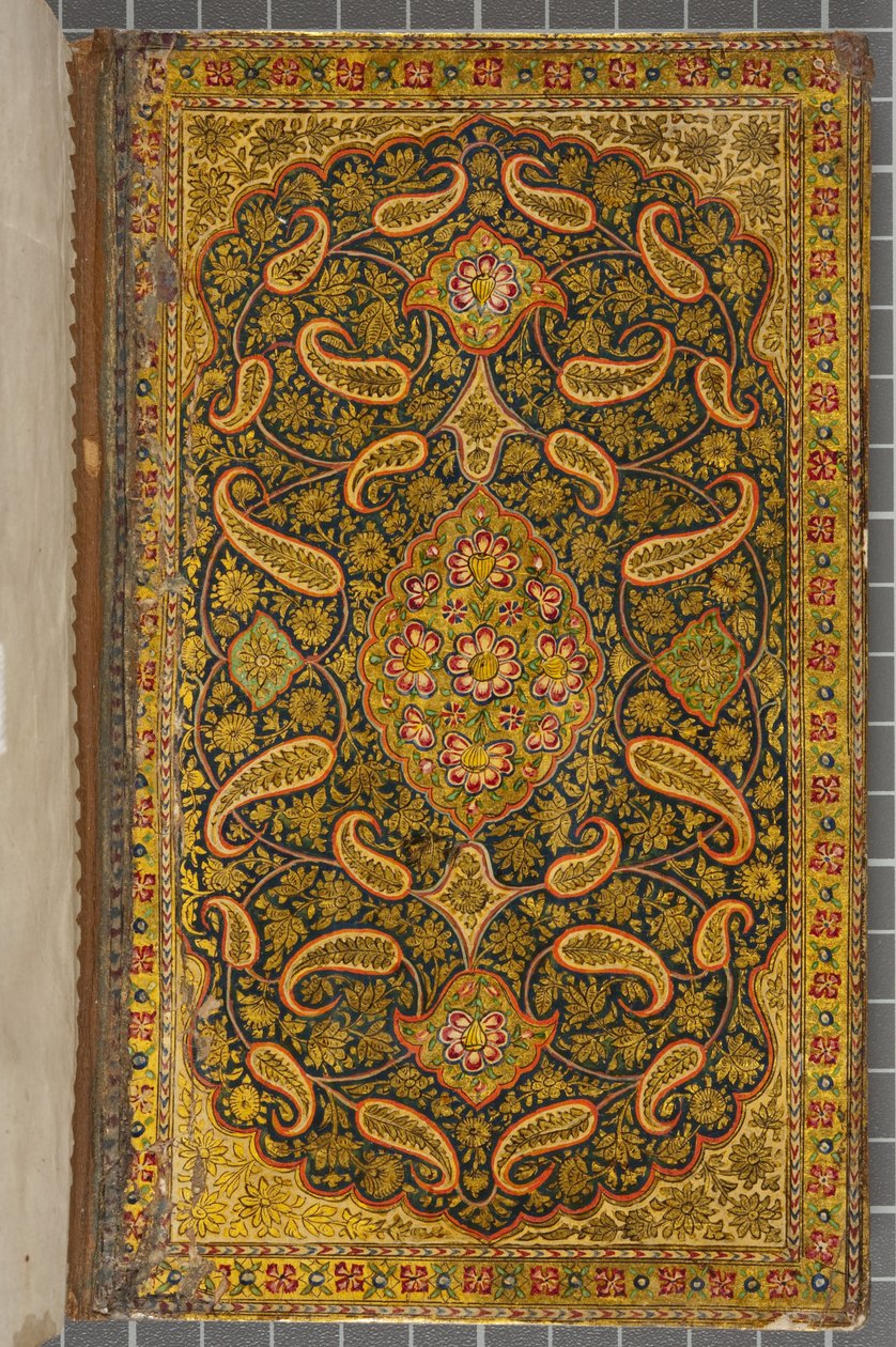 फ्रंट कवर अंदर, नत्खी, अरबी में पत्र, 1771 (चमड़े की बाउंड वॉल्यूम) द्वारा सदवा अल खज़ान