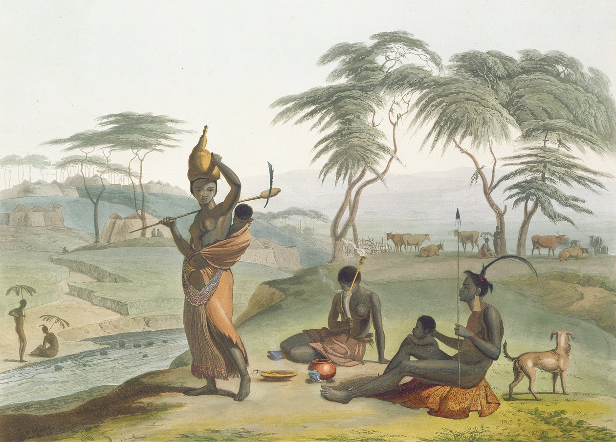 Boosh Wannahs, प्लेट 8 &39;अफ्रीकी दृश्यों और जानवरों&39; से, कलाकार द्वारा उत्कीर्ण, 1804 (जलीय) द्वारा सैमुअल डेनियल