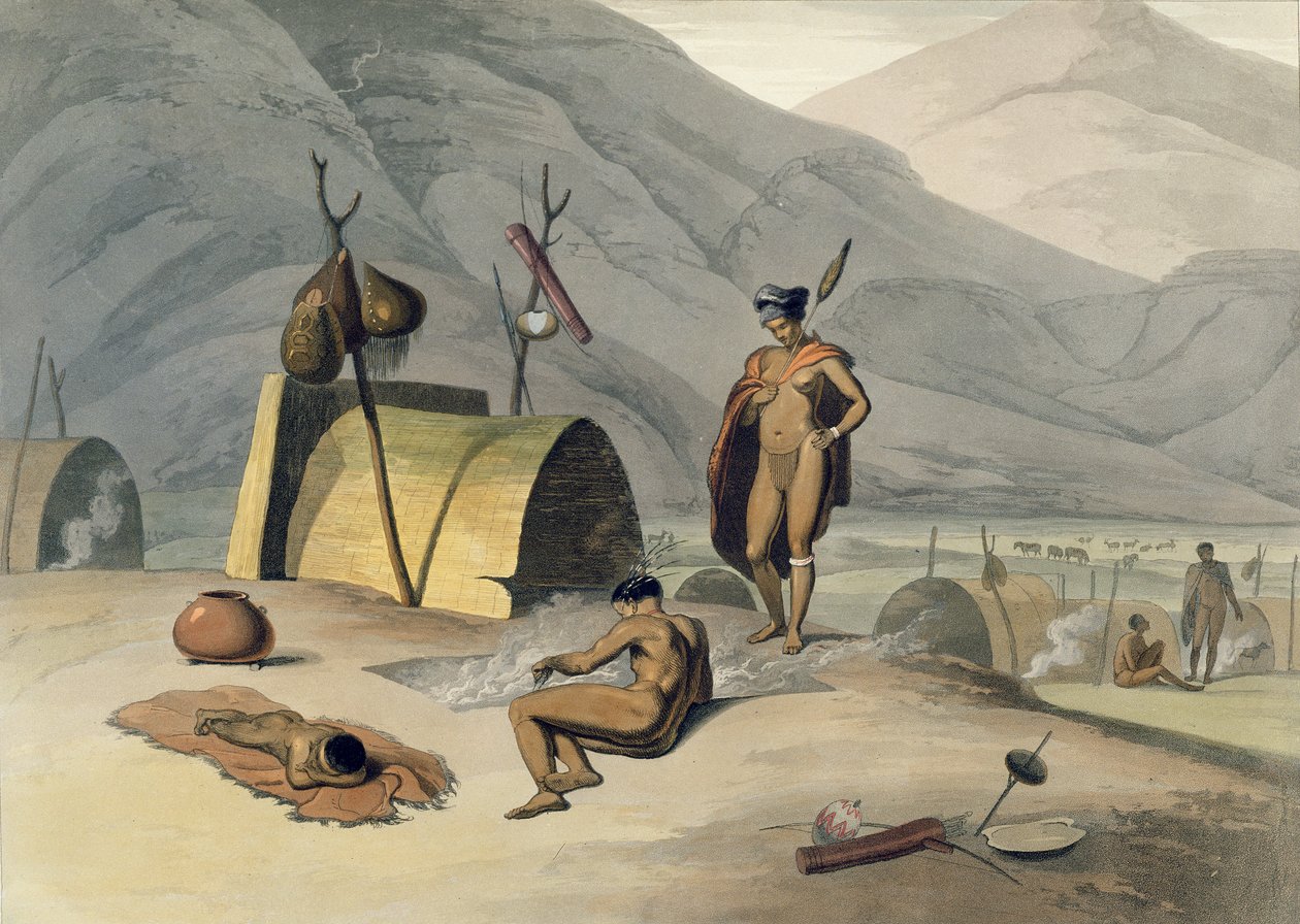 Bosjemans फ्राइंग टिड्डी, &39;अफ्रीकी दृश्यों और जानवरों&39; से प्लेट 26, कलाकार द्वारा उत्कीर्ण, 1805 (एक्वाटिंट) द्वारा सैमुअल डेनियल