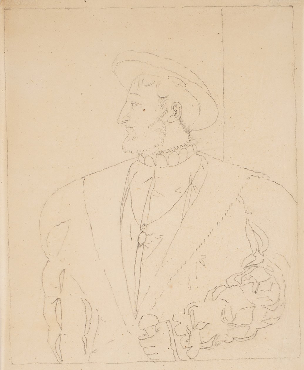 फ्रांसिस I का स्केच (द गैलरी फॉर द लवर) का अध्ययन, c.1831-32 (ट्रेसिंग पेपर पर ग्रेफाइट) द्वारा सैमुअल फिनाले ब्रेज़ मोर्स