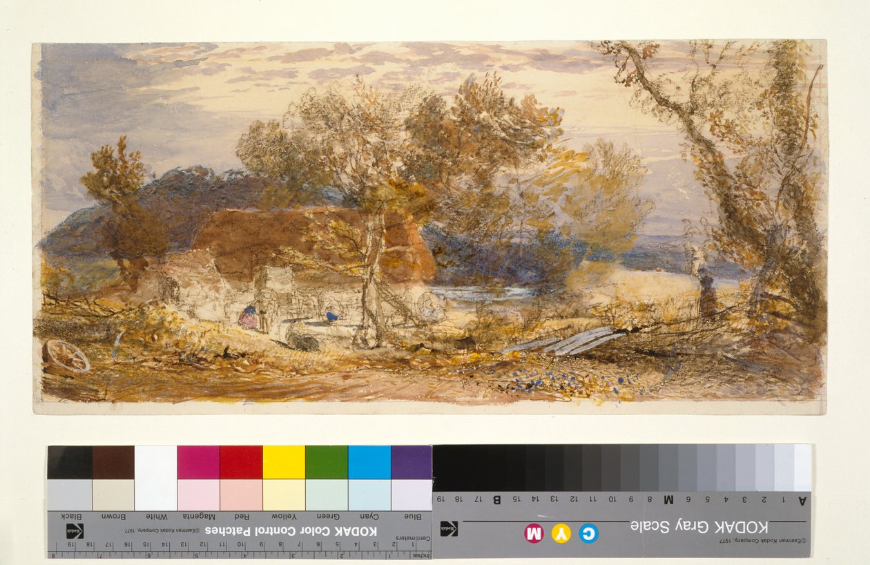 केंट में एक खेत, c.1826-32 (भूरा और नीला चाक और wc) द्वारा सैमुअल पामर
