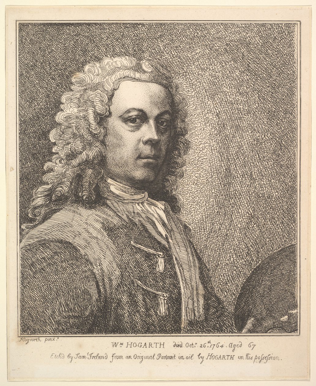 विलियम होगार्थ, सेल्फ-पोर्ट्रेट, 1785। द्वारा सैमुअल आयरलैंड