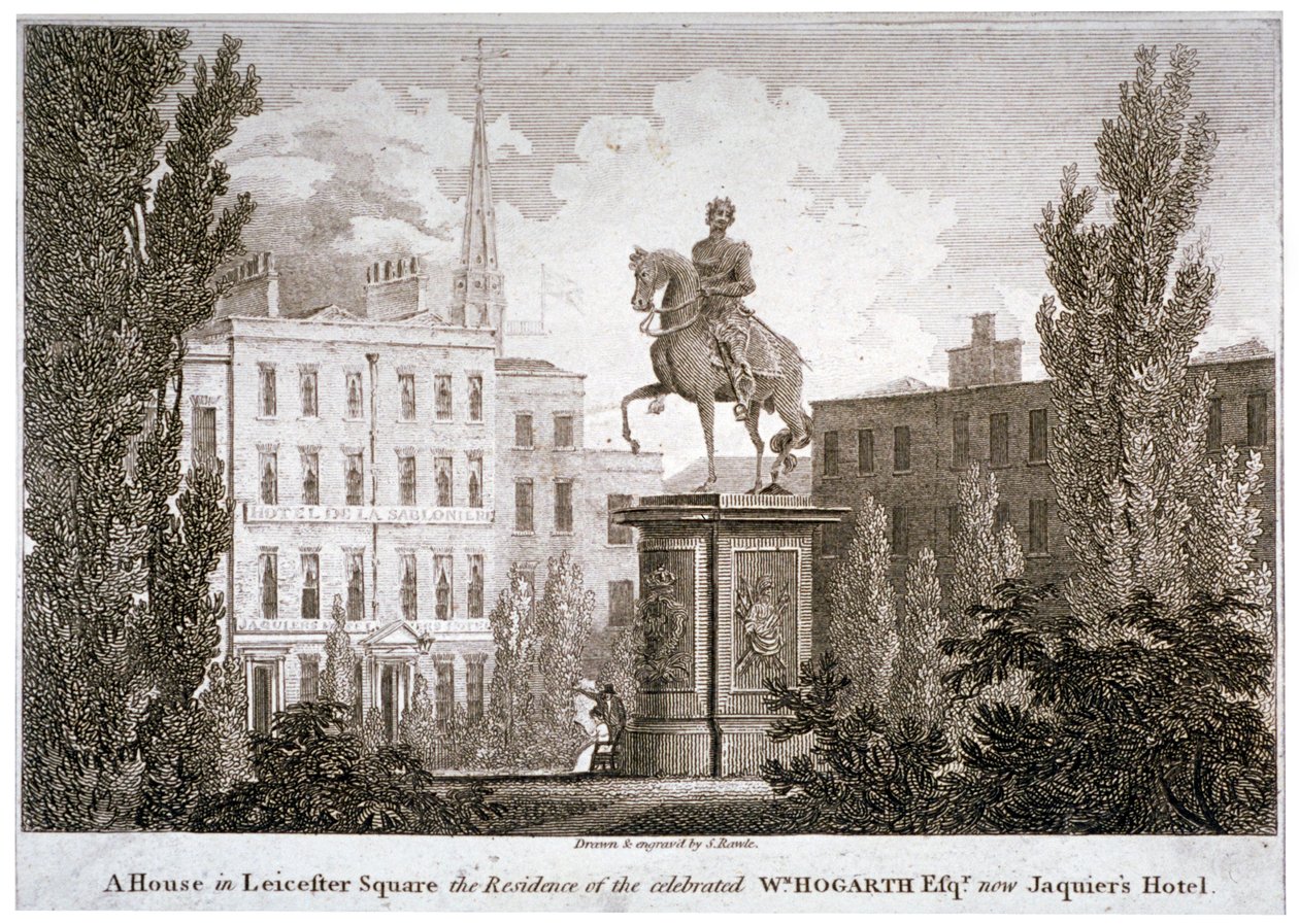 लीसेस्टर स्क्वायर, वेस्टमिंस्टर, लंदन, c1805 द्वारा सैमुअल रावल