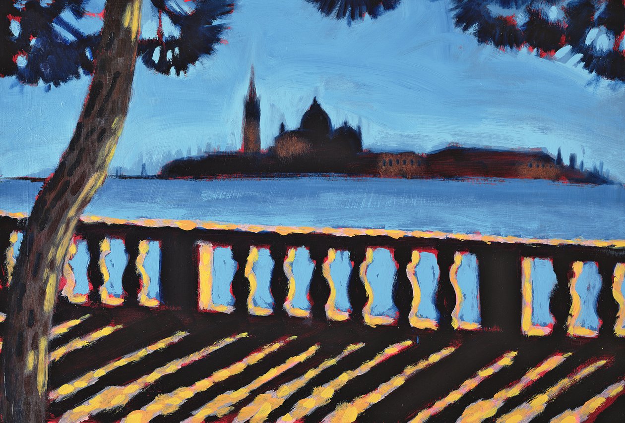 Giudecca की ओर, वेनिस (कार्ड पर तेल) द्वारा सारा हेवर्ड