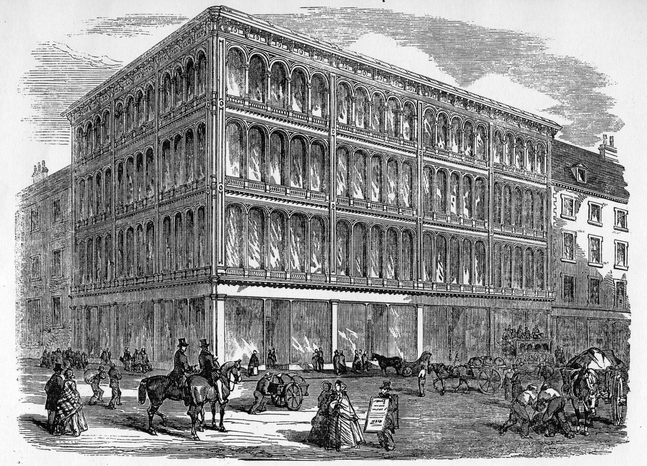 ग्लासगो में नया लोहा और ग्लास वेयरहाउस, c.1856 द्वारा स्कॉटिश स्कूल