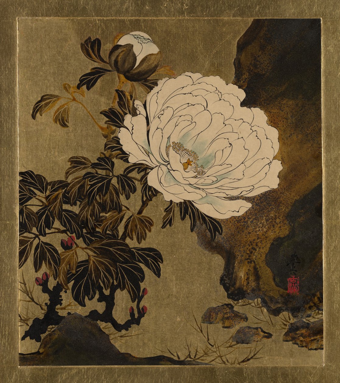 विभिन्न विषयों के लाह पेंटिंग्स: Peonies, 1882। द्वारा शिबता ज़ेशिन