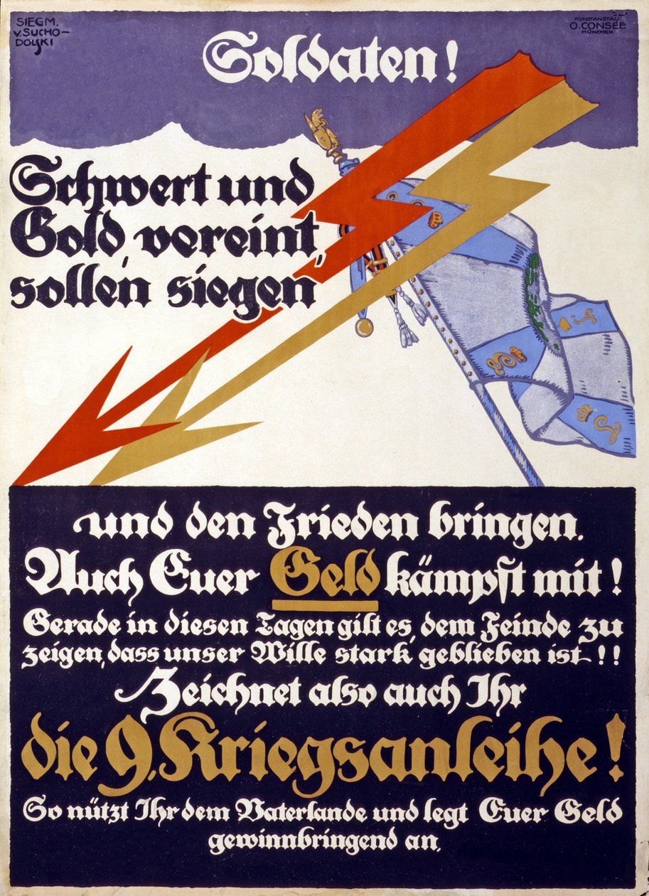9 वें युद्ध ऋण, 1914-18 के लिए जर्मन WW1 धन उगाहने का अभियान द्वारा सिगमंड वॉन सुकोडोलस्की