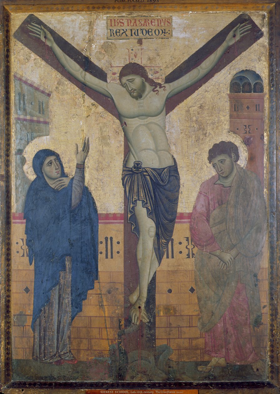 Crucifixion, c.1285 (पैनल पर सोने के साथ तापमान) द्वारा सिनेस स्कूल