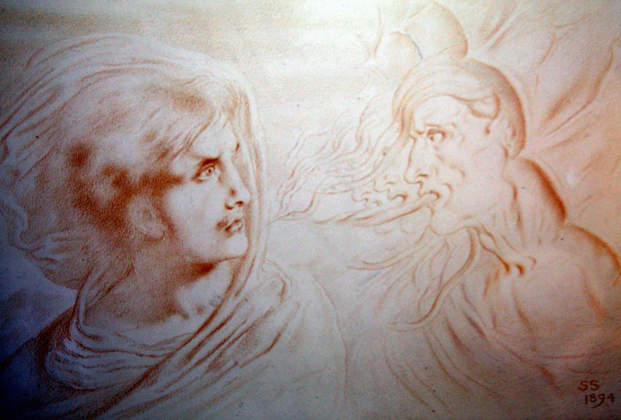 भविष्य के विचार, 1894 (कागज पर चाक) द्वारा शिमोन सोलोमन