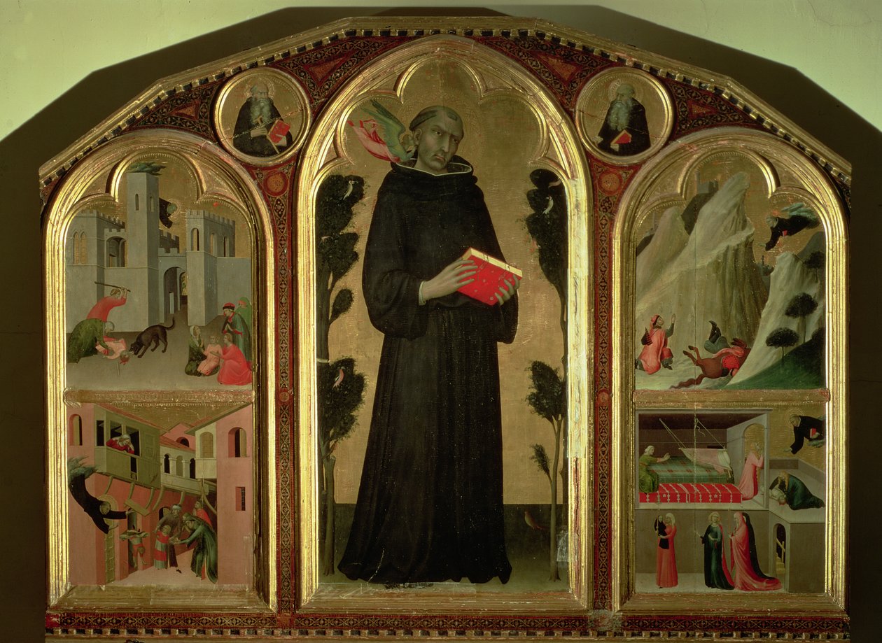 उनके चार चमत्कारों के साथ धन्य Agostino Novello Altarpiece, c.1328 द्वारा सिमोन मार्टिनी