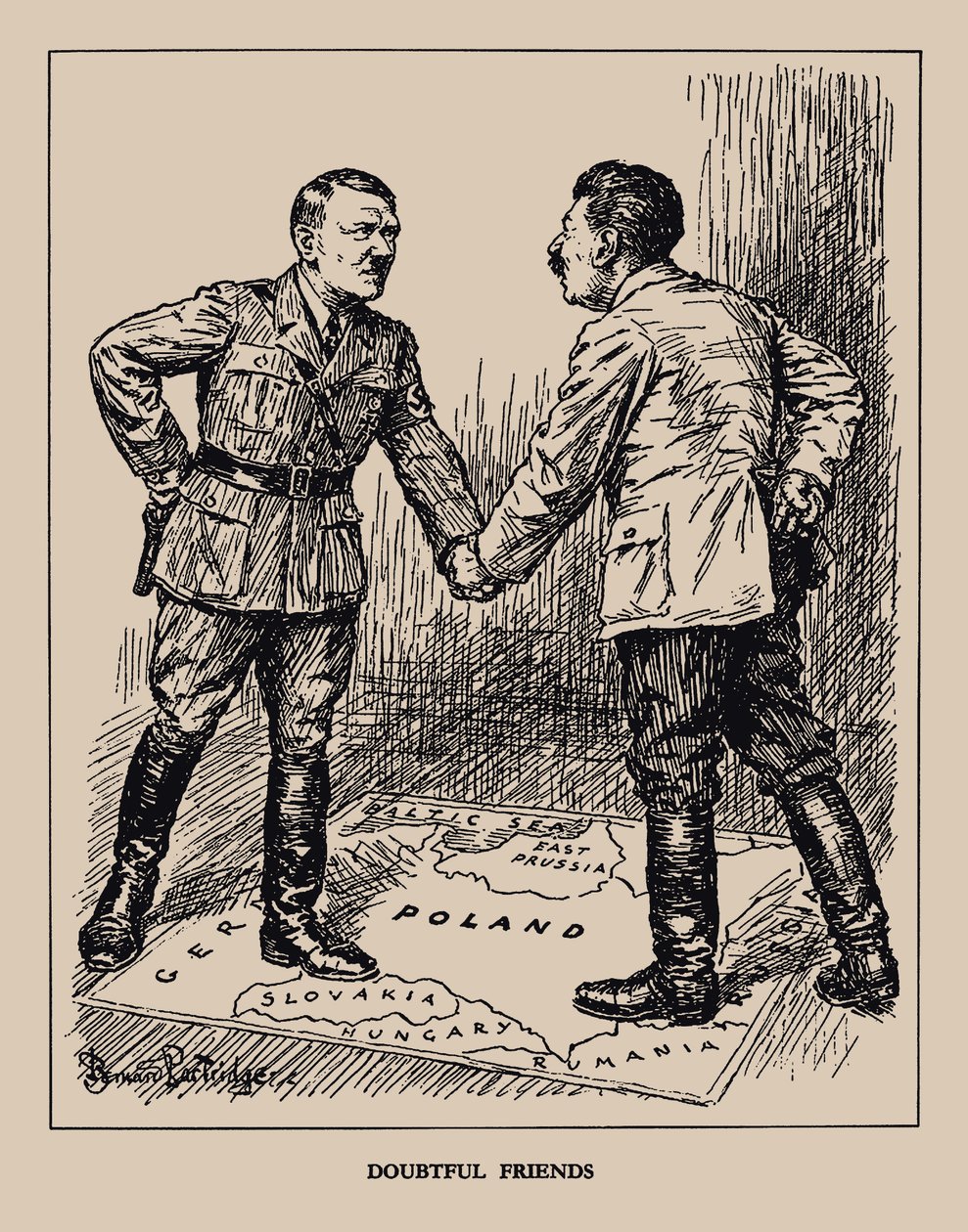 संदिग्ध मित्र। पंच पत्रिका, 1939, 1939। द्वारा सर बर्नार्ड पार्ट्रिज