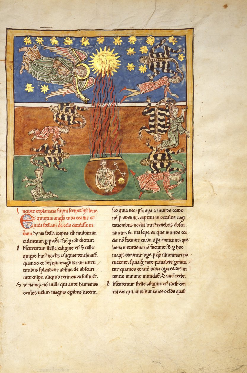 बीटस पांडुलिपि से पत्ती, c.1180 (ताप, सोना और चर्मपत्र पर स्याही) द्वारा स्पैनिश स्कूल स्पैनिश स्कूल