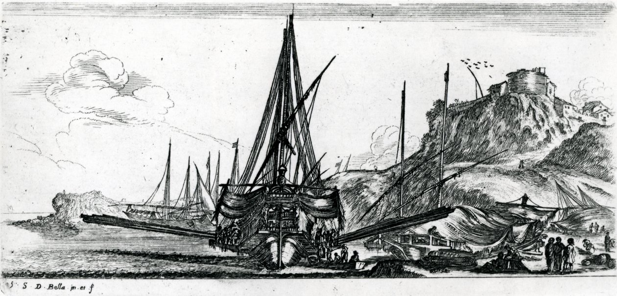 प्लेट 5 &39;विभिन्न एम्बार्केशन&39; से, c.1640s द्वारा स्टेफानो डेला बेला