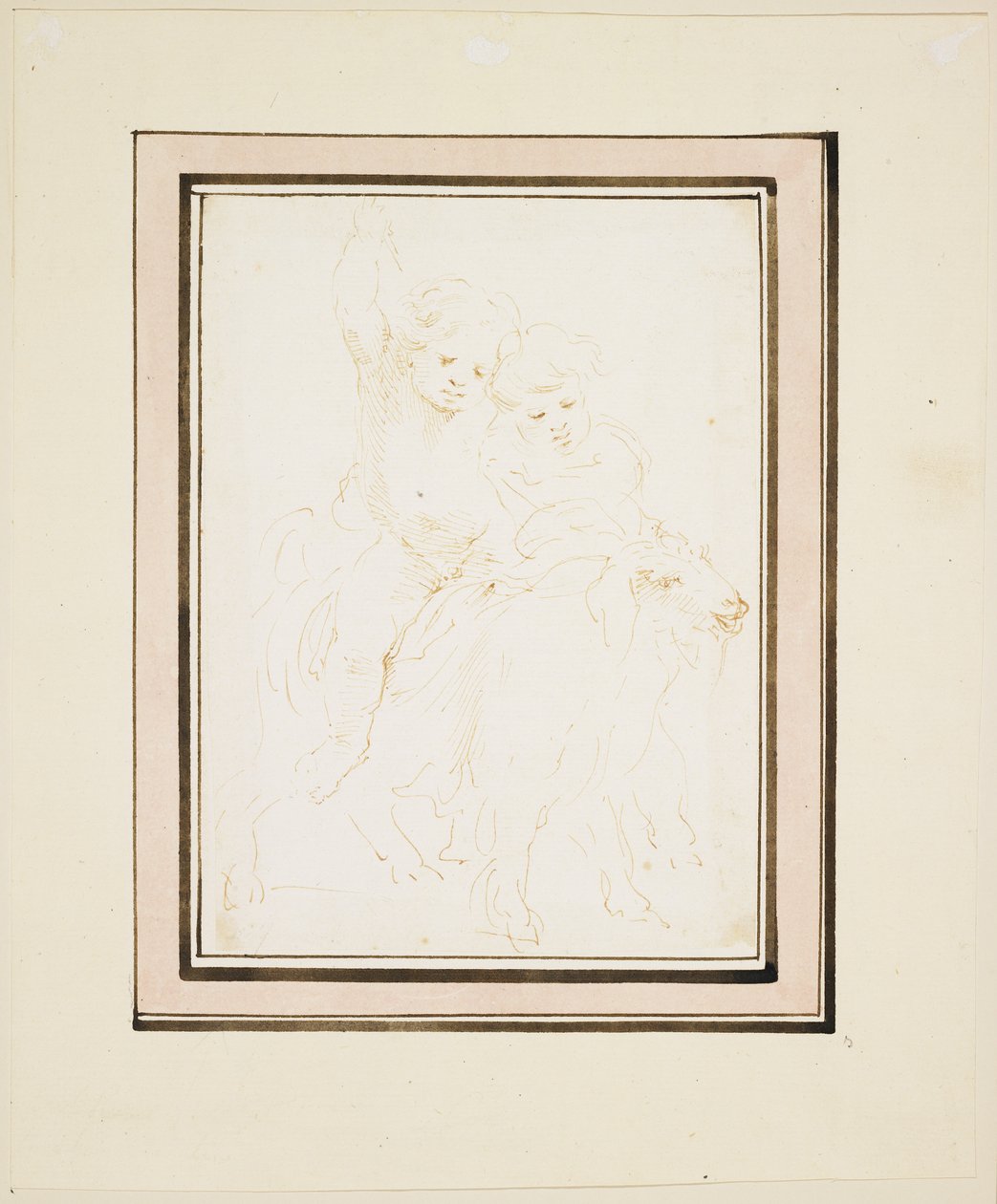 एक बकरी पर दो पुट्टी, c.1640 (पेन इन ब्राउन ब्राउन) द्वारा स्टेफानो डेला बेला