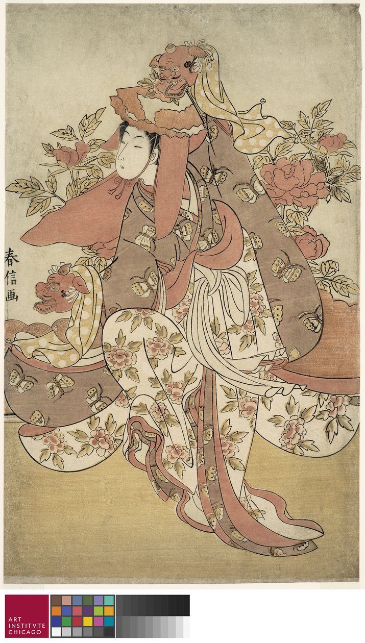 द लायन डांस, c.1769-70 द्वारा सुज़ुकी हरुनोबु