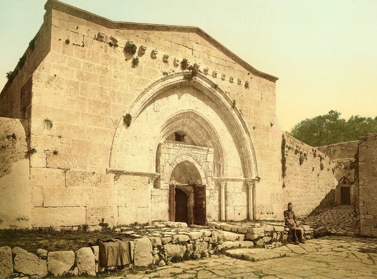 येरुशलम की केदार घाटी में वर्जिन मैरी के मकबरे के चर्च का फेसला, c.1880-1900 (फोटो सांचा) द्वारा स्विस फोटोग्राफर