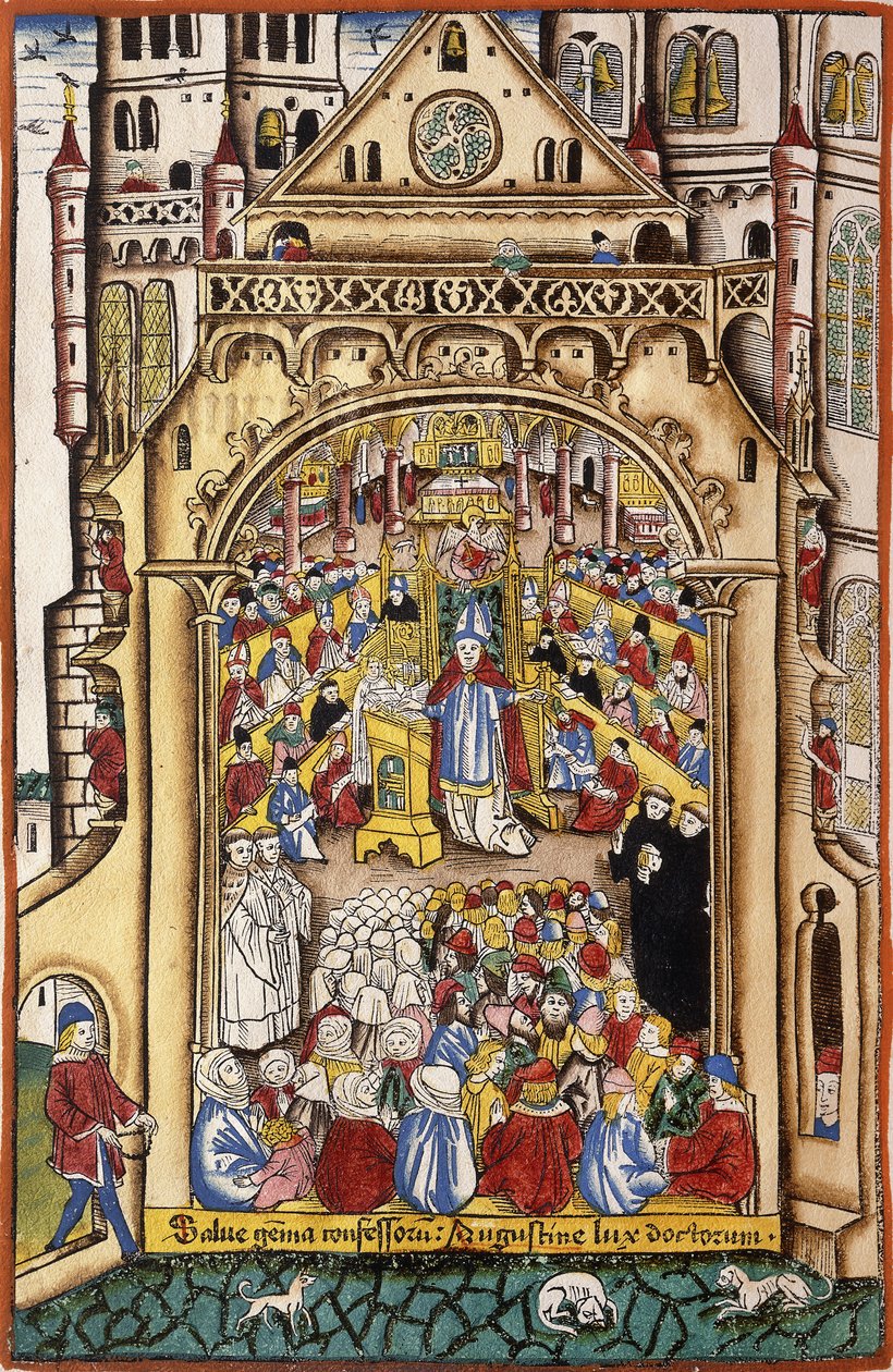 सेंट अगस्टीन द्वारा एक उपदेश, c.1494-5 द्वारा स्विस स्कूल