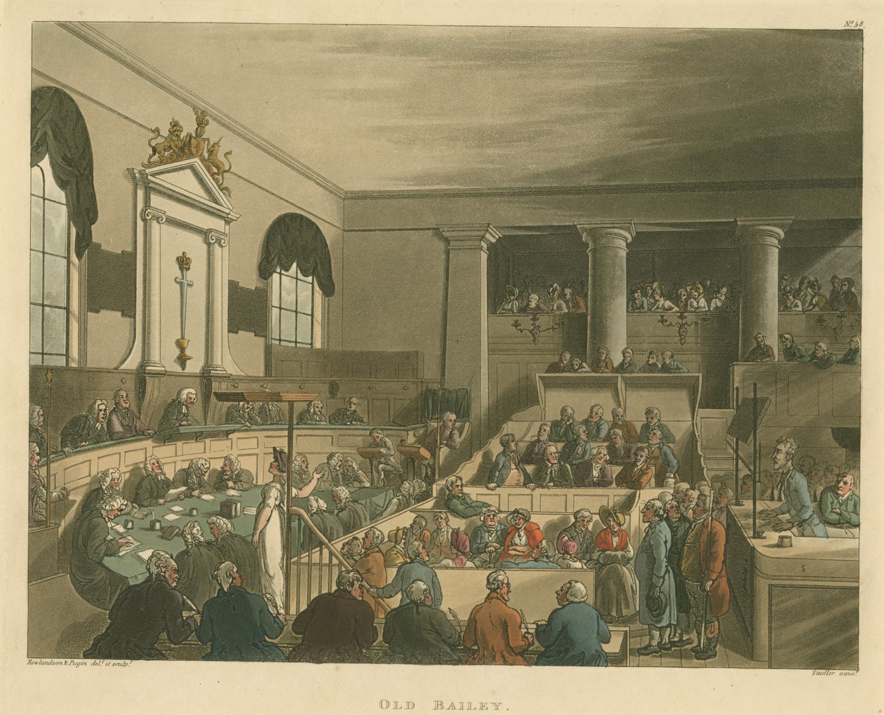 ओल्ड बेली, 1809 (एक्वाटिंट) द्वारा पुगिन और रोवलैंडन