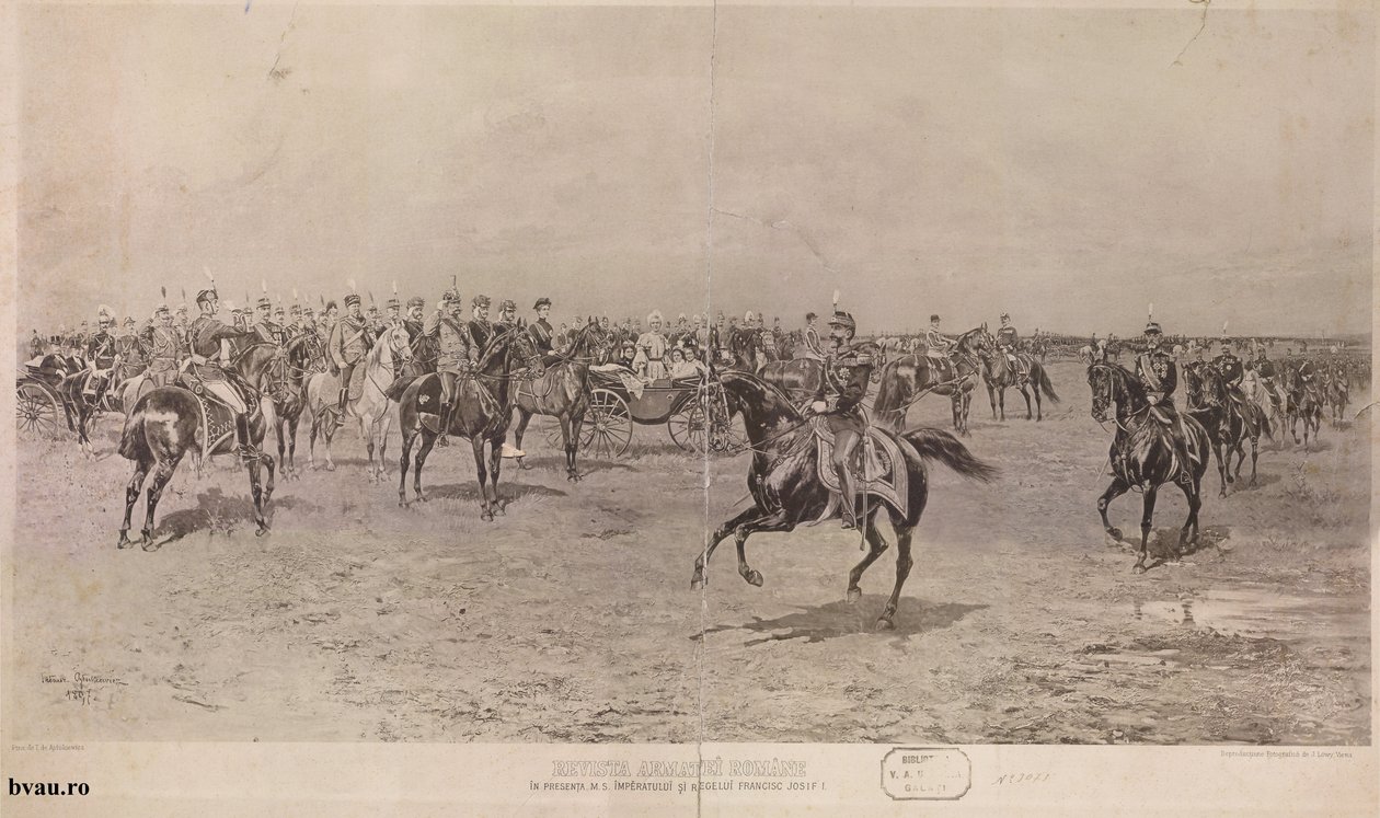 1897 के सम्राट और राजा फ्रांसिस जोसिफ I की उपस्थिति में रोमानियाई सेना पत्रिका द्वारा तदेसूज़ अजदुक्विइज़