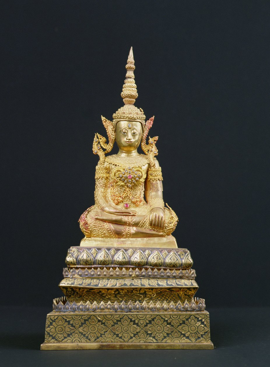 बुद्ध ध्यान में बैठे, रतनकोसिन काल (1782-1910) (सोने के अनमोल पत्थर) द्वारा थाई