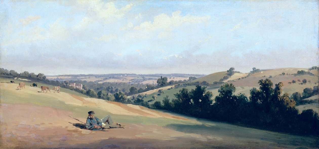 डाउन पर युवा मैन रिक्लाइनिंग, c.1833-35 (कागज पर तेल) द्वारा थियोडोर कारुएलल डी अल्गें