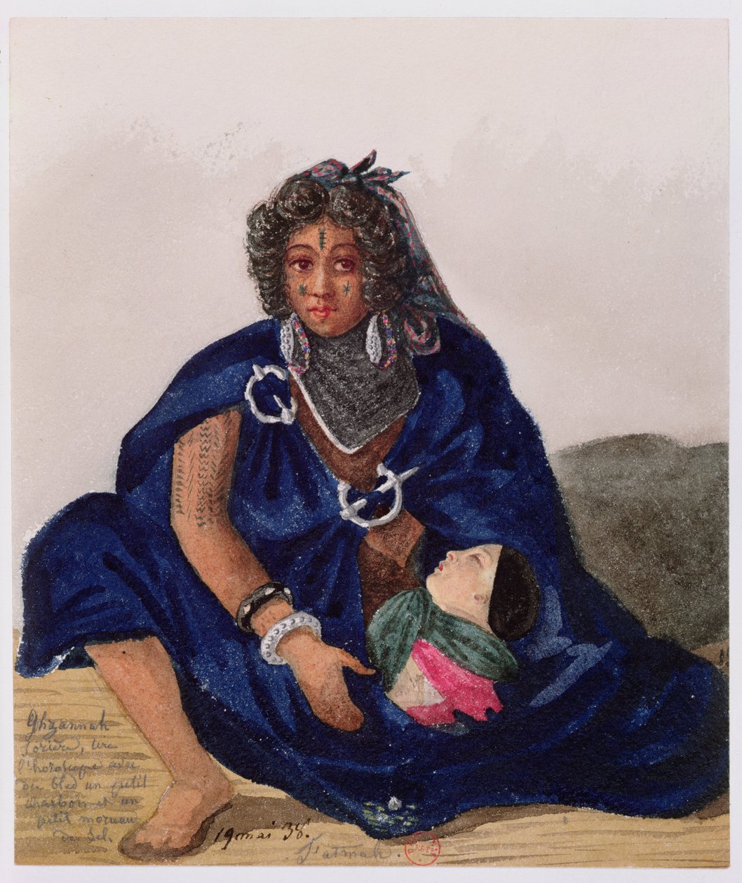 1835 में ग़ज़नह में मकई और नमक के साथ भविष्य बताने वाला एक जादूगरनी द्वारा थियोडोर लेब्लांक
