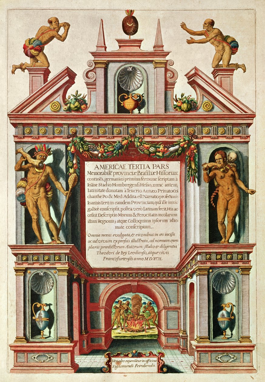 "अमेरिका कुछ की frontispiece .. &39;, 1592 द्वारा थियोडोर डी ब्राय
