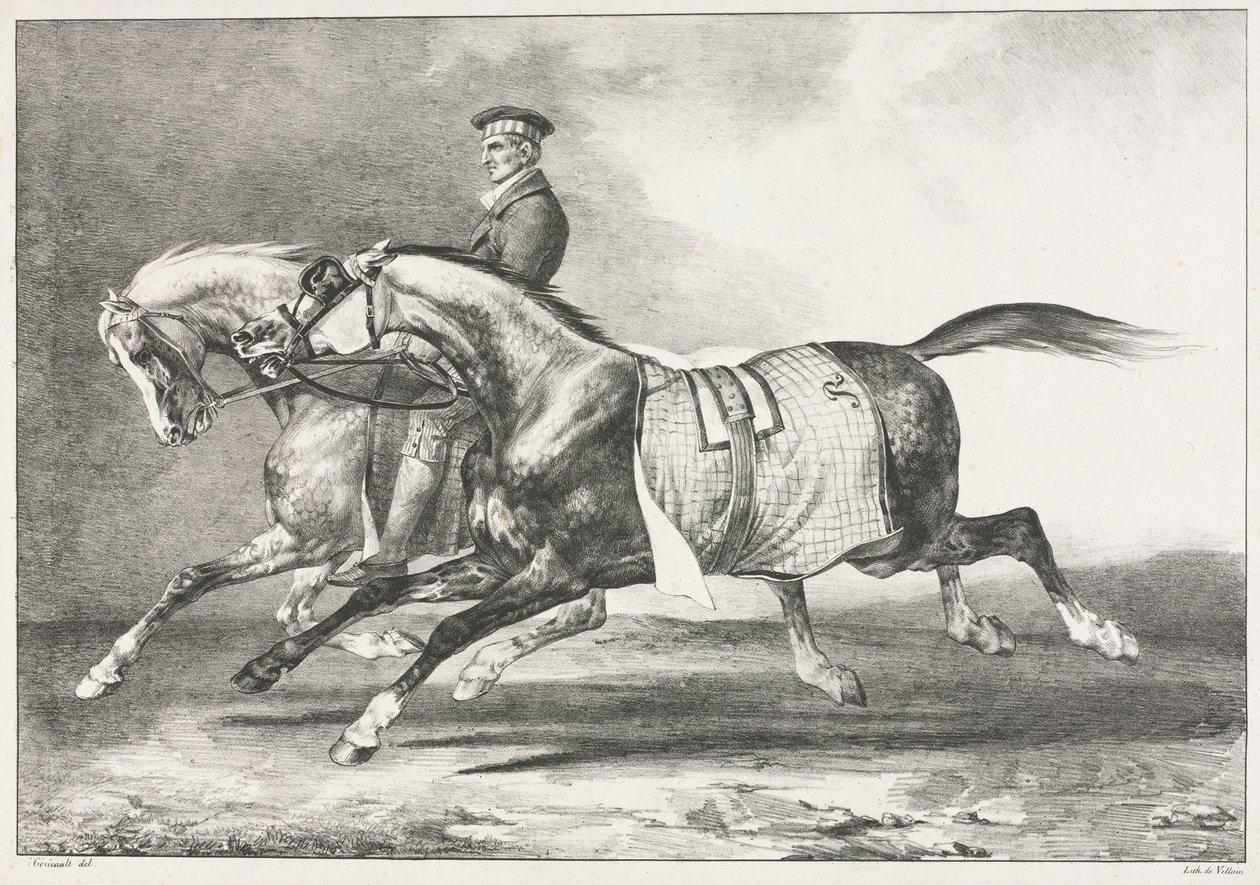 दो डापल्ड घोड़े का व्यायाम, 1822। द्वारा थियोडोर गेरिकौल्ट